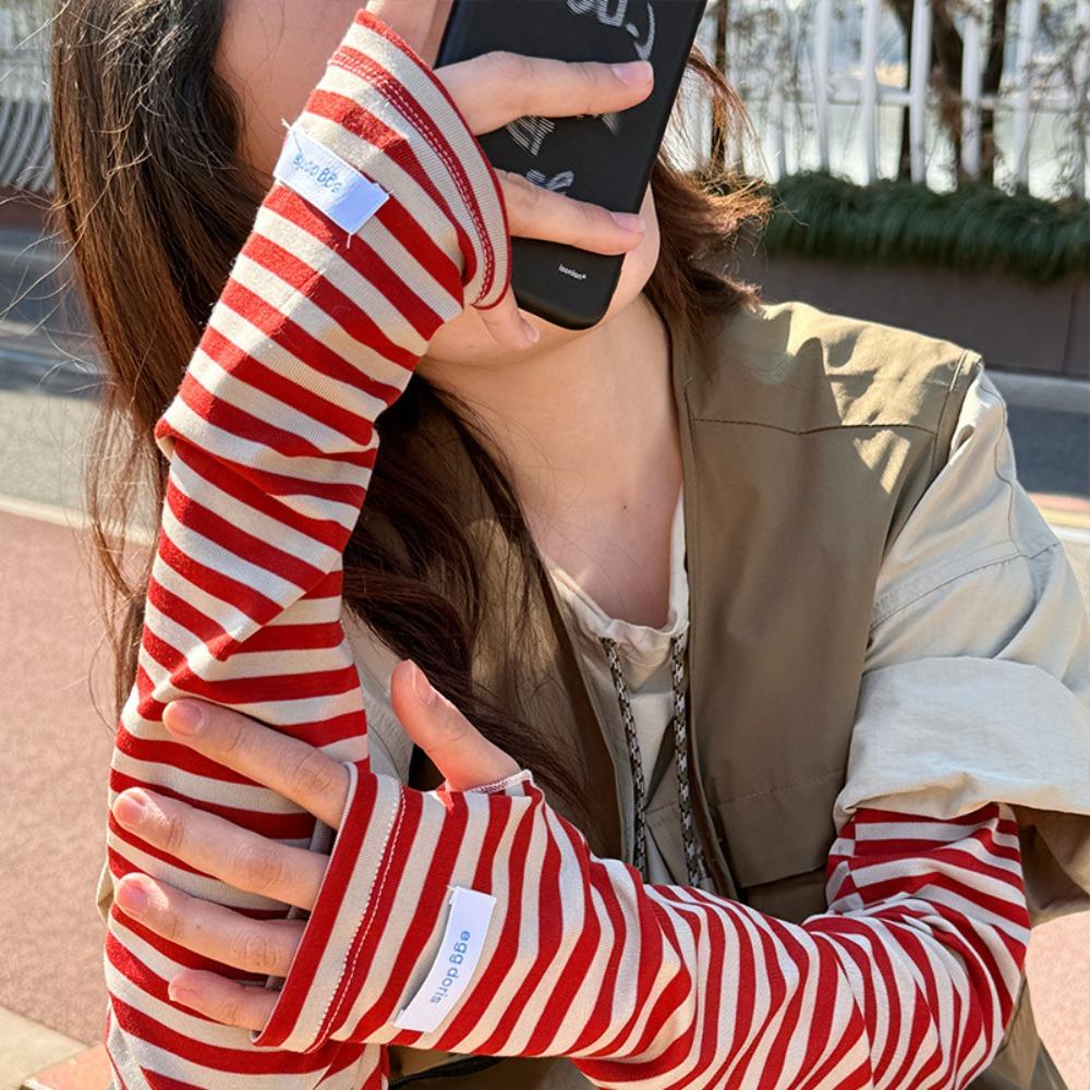 Elastic Striped Ice Sleeves Arm Protection Summer Cycling Sleeves Sunscreen Sleeve Outdoor