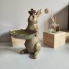 Decorative Rabbit Jewelry Dish with Ornate Tray and Crown Accent for Holding Small Items and Accessories