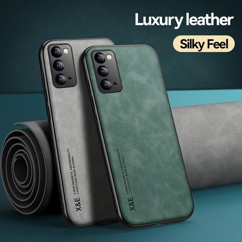 

Luxury Leather Case For Samsung Galaxy Note20 Ultea Note10 9 8 Cover With Metal Plate Support Car Hold For Galaxy S10 S9 S8 Plus