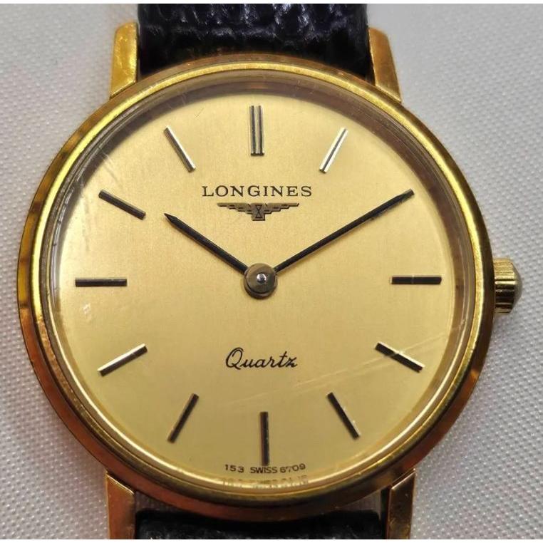 Used N Sale Price [Vintage] LONGINES Quartz Gold Color Guarantee Card with Box Non-working Item Ladies Belt Buckle Genuine Vintage Watch