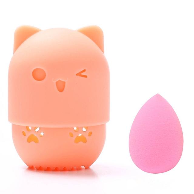 Mini Makeup Sponge Egg 10 Colors Cosmetic Puff Cute Silicone Powder Puff Drying Holder Make Up Tool