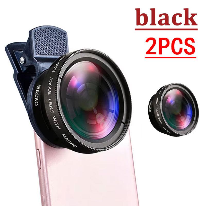 Universal 2 IN 1 Lens Clip 37mm Mobile Phone Lens Professional 0.45x 49uv Super Wide-Angle + Macro HD Lens for iPhone Xiaomi 12