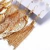 6 Pairs Bohemia Style Golden Jewelry Set Vintage Leaves Long Tassel Stud Earrings Set for Women