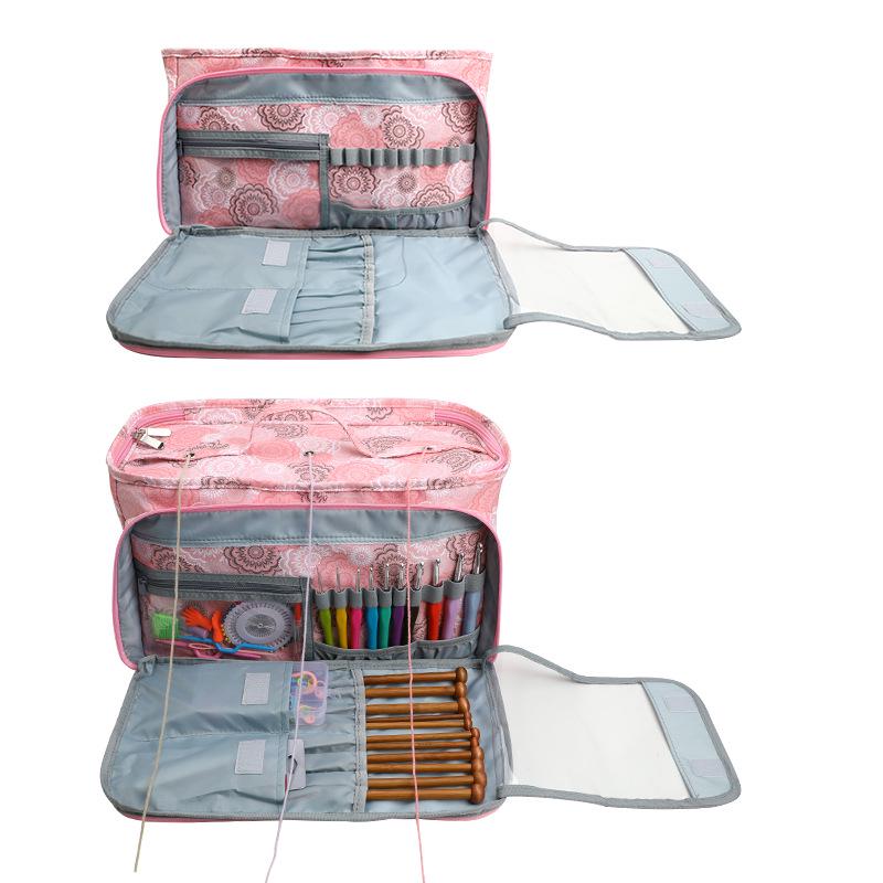 2025 Knitting & Crochet Yarn Organizer Bag - Square Storage for Needles & Hooks