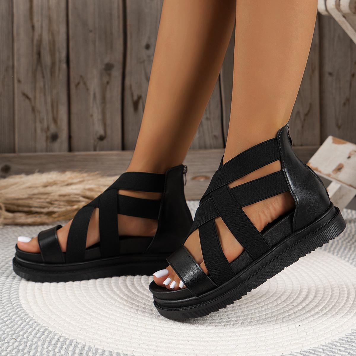 

Новые сандалии на платформе студенческие крутые ботинки плоская повседневная обувь 43 чёрный