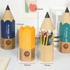 Pencil Shape Pen Holder Creative Desktop With Cover Dustproof Stationery Storage Pen Box Storage Bucket Makeup Brush Holder