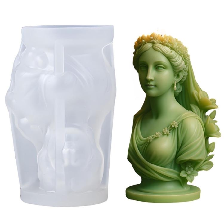 

Floral Wreath Goddess Silicone Molds Lady Figurine Silicone Candle Molds For Handmade Candle Soap Wedding Decoration 1
