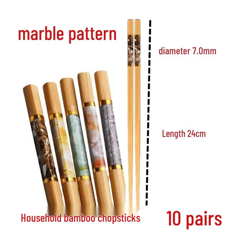 HANDUNYOU Natural Bamboo Chopsticks, Marble Pattern