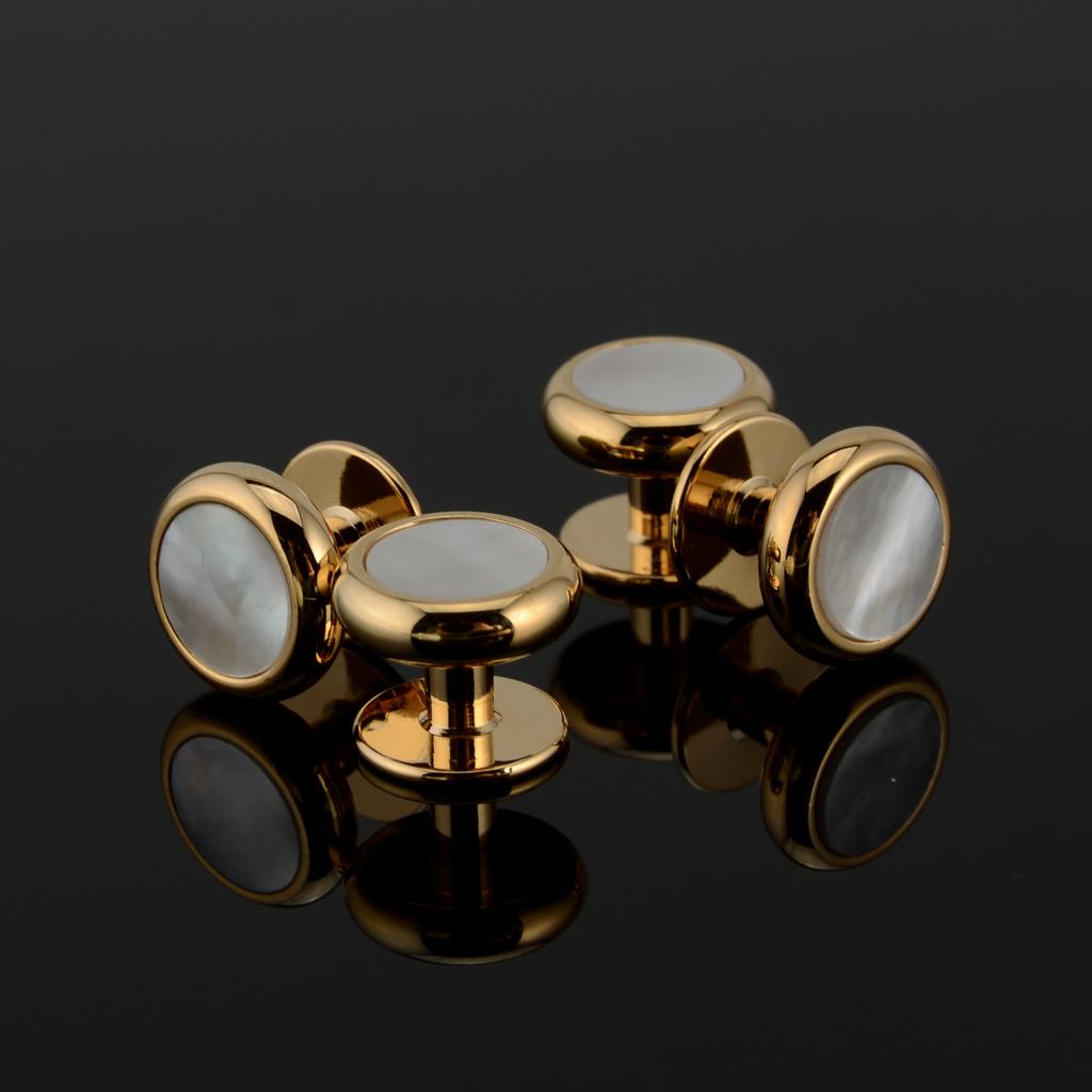 Natural Pearl Shell K Gold Cufflinks Six-Piece Set High-End Tuxedo Men'S Deep Sea Fritillary Cufflinks Set Sleeve Spikes