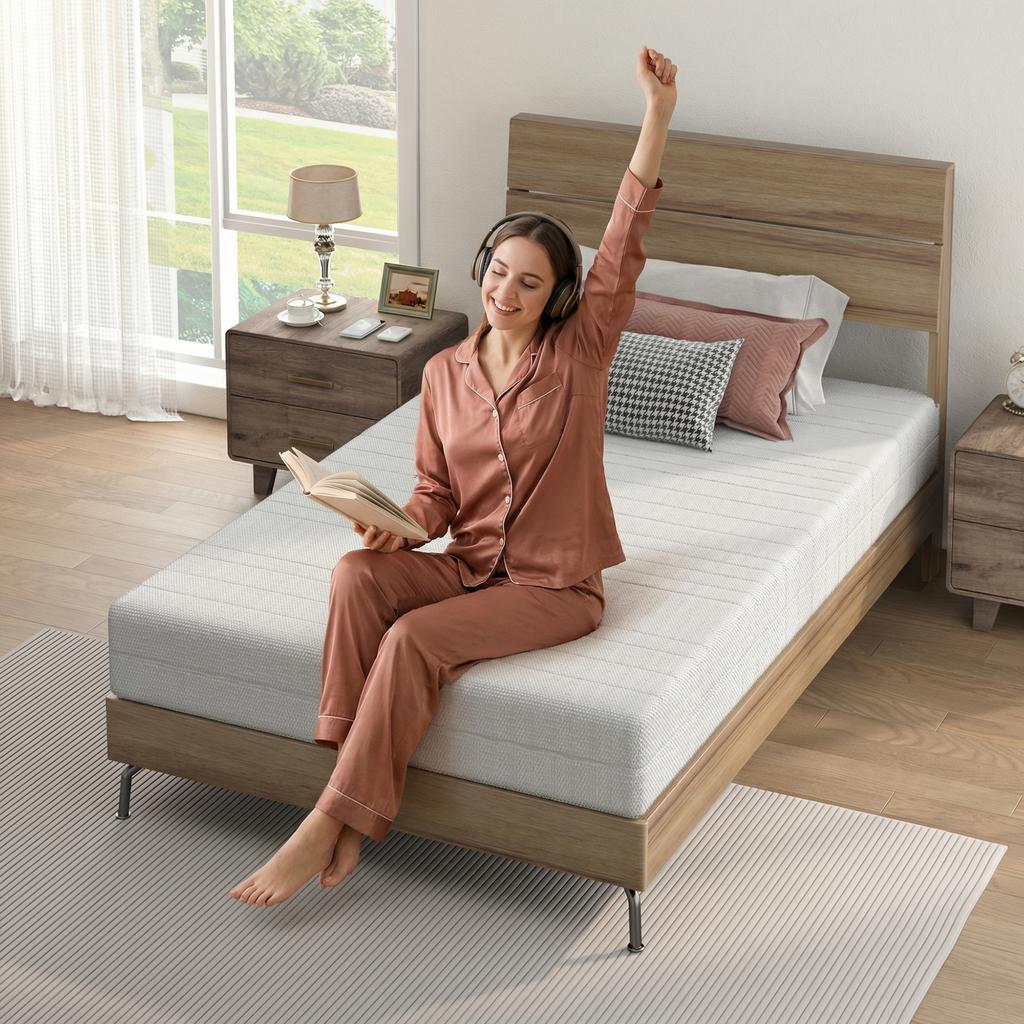 Mattress 90x200, Height 16cm, Ergonomic Cold Foam Mattress, Fabric with Soft Surface, Medium Firmness