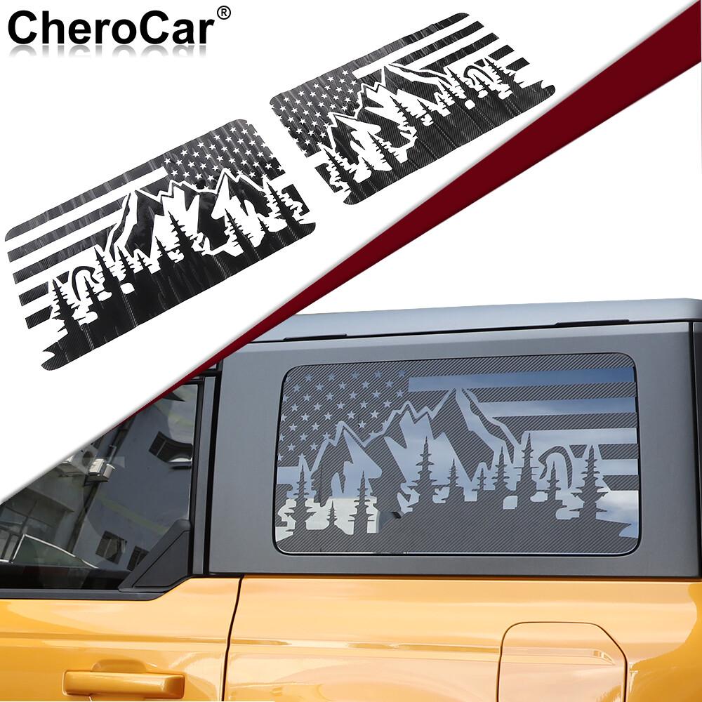 2x Rear Window Glass Sticker Vinyl Decals Cover Accessories For Bronco US Flag