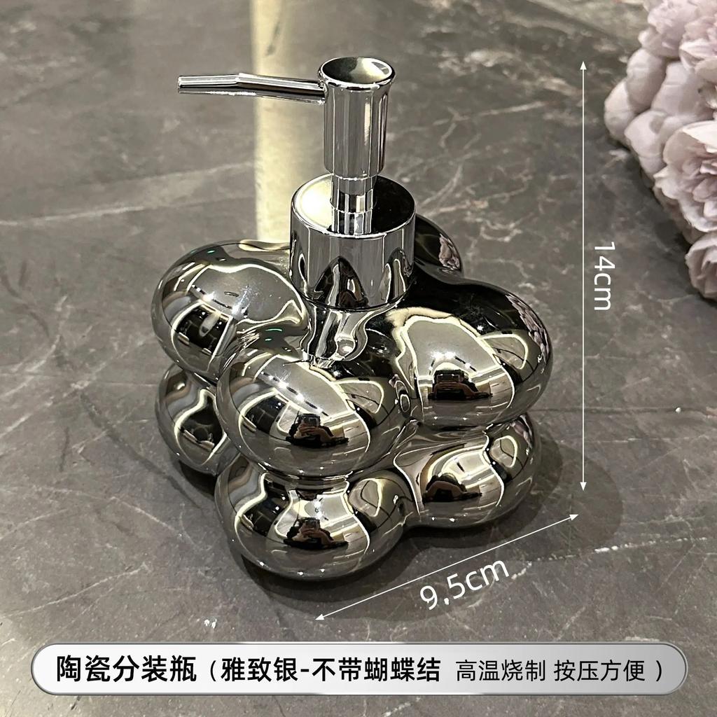 Creative Ball Ceramic Shampoo Potion Bottle Luxury Plating Silver Press Lotion Bottle Toilet Soap Dispenser Bathroom Accessories