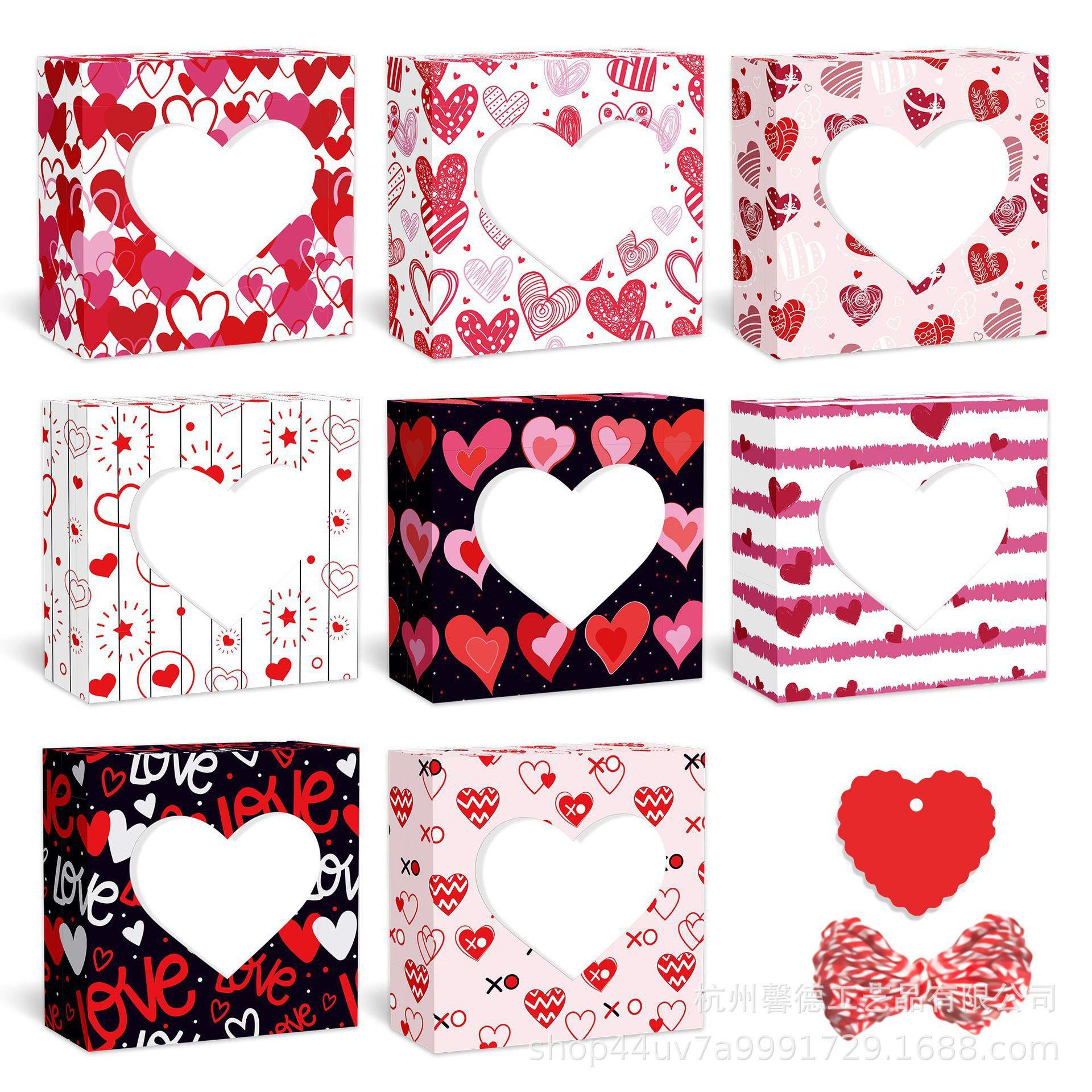 

WTEMPO Valentine s Day Gift Boxes with Heart Shaped Design Clear Window DIY Foldable Printed Paper Packaging Boxes Wedding Party Supplies Gift Giving 5set красный