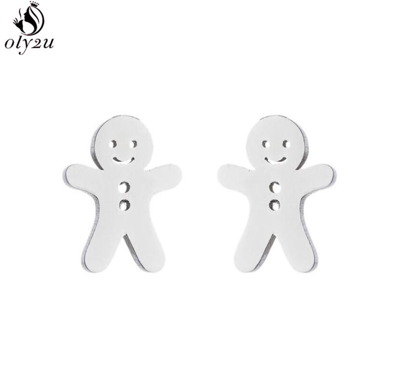 Funny Stainless Steel Gingerbread Man Earring Cartoon Ghost Ear Jewelry Girls Delicate Mermaid Fairy Earrings Gifts Accessories