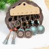 Colorful Tassels Earrings Set Ethnic Women Geometric Round Bronze Metal Drop Vintage Boho Wholesale Zircon Party Gifts