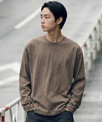 JEMUT Boy Crop Pigment Long Sleeve T-Shirt Brown Kjlt2683