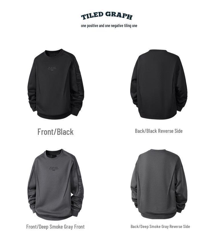 High-End American Men's Heavyweight Letter Print Hoodie - 2025 Autumn Trendy Spliced Loose Base Layer Shirt