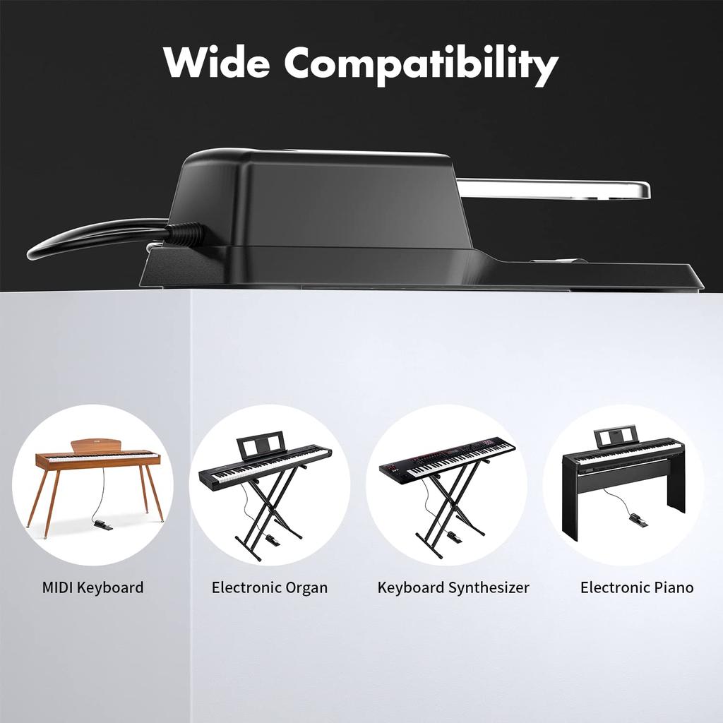 Imelod Digital Piano and Keyboard Sustain Pedal for Yamaha, Roland, Casio, Korg, Behringer, and Moog - Universal Foot Pedal, Black