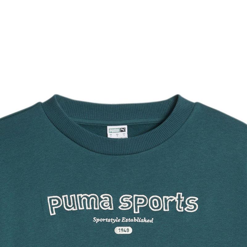 Puma Team Crew Letter Print Round Neck Pullover Knit Sweatshirt Women Sweatshirt Green 623482-43
