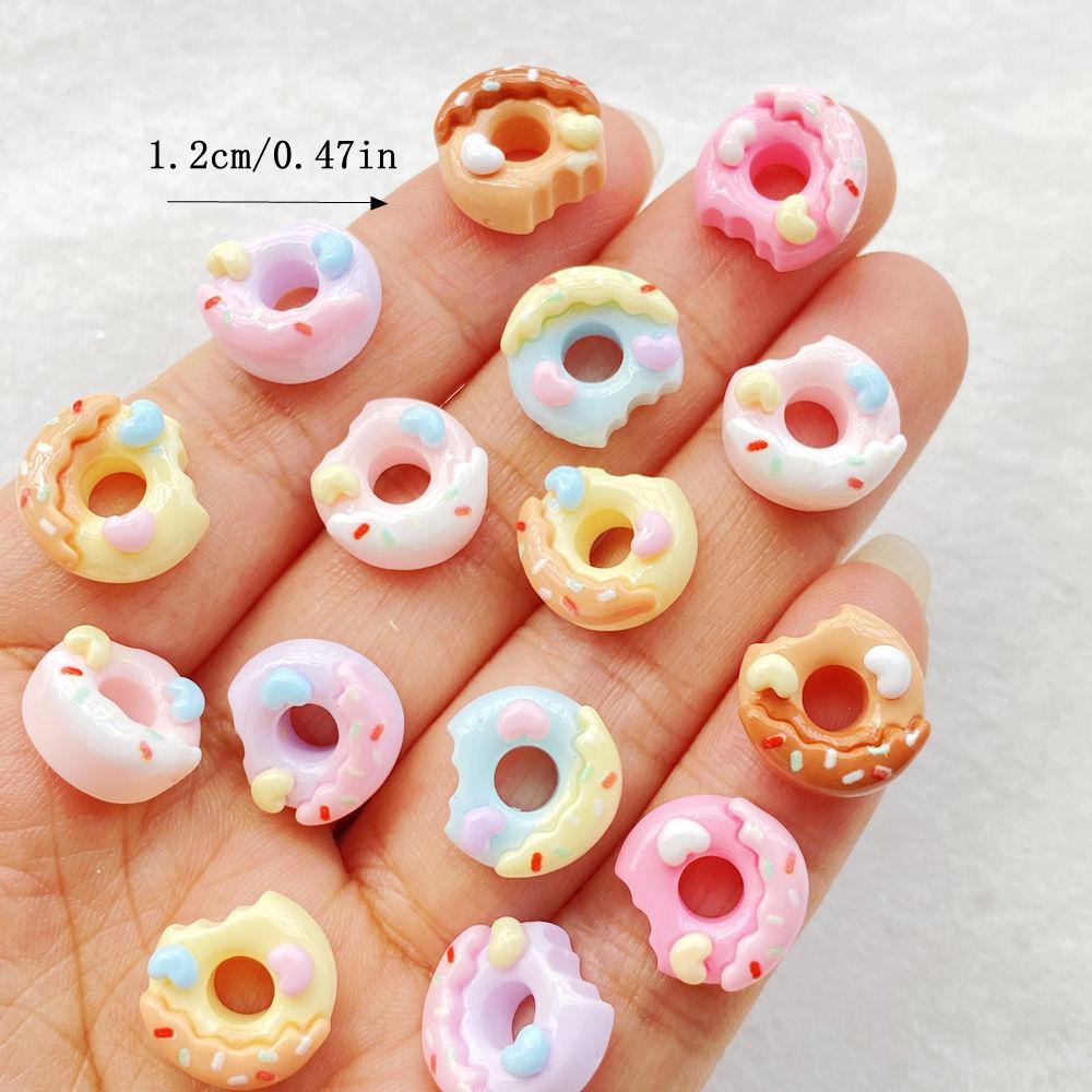 

20pcs Resin 3D Colorful Donut Candy Flatback Cabochon Simulation Foods Scrapbook DIY Bow Embellishments Figurines Crafts