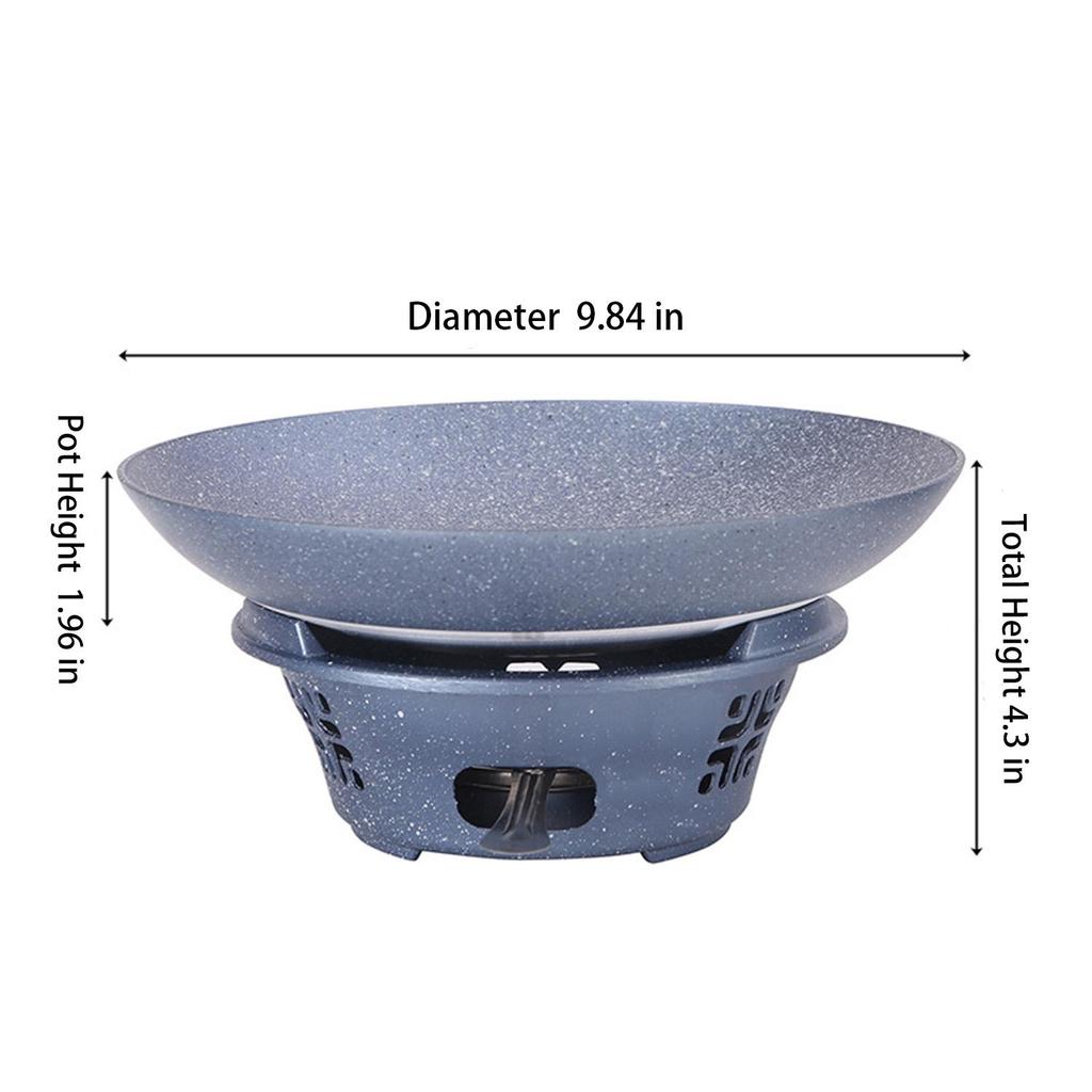 Pentola calda portatile antiaderente con bruciatore ad alcol, 2 in 1 cuocitore per pentola secca per cucina asiatica autentica, per uso domestico o ristorante