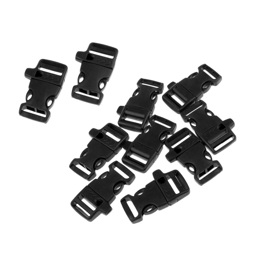 10 Pack Plastic Side Release Buckle Hand Strap Hook Emergency Whistle Strap Clip for Backpacking Climbing Rope