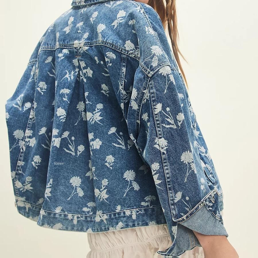 Podzimní nový styl tištěná volná džínová bunda pro ženy