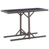 VidaXL Garden Table Brown 110x53x72 Cm Glass and Woven Resin