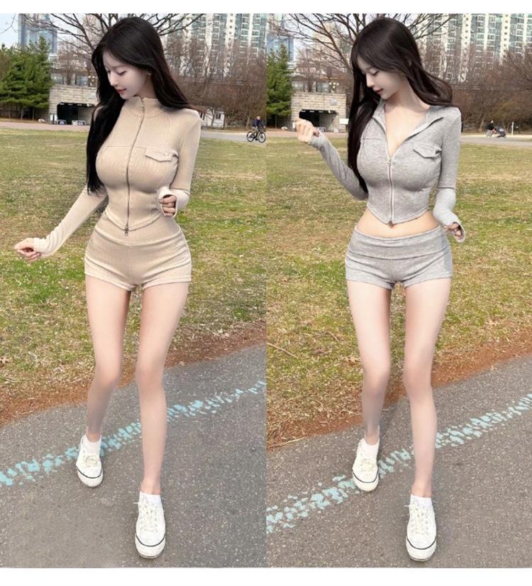 Korean Dongdaemun Slimming Two-Piece Hoodie and Shorts Set for Women