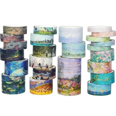 YUBX Oil Masking Landscape Pattern Washi Tape for Landscape DIY Gift and Decoration Painting-Style Tape, 24-Piece Set, Drawing, Crafts, Journals,