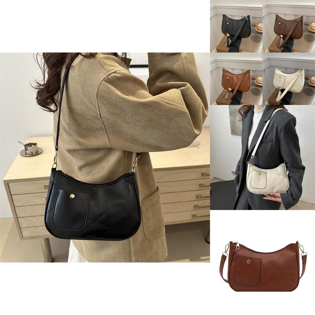 Niche Texture Minimalist Single Shoulder Underarm Bag Crossbody With Closure Zip