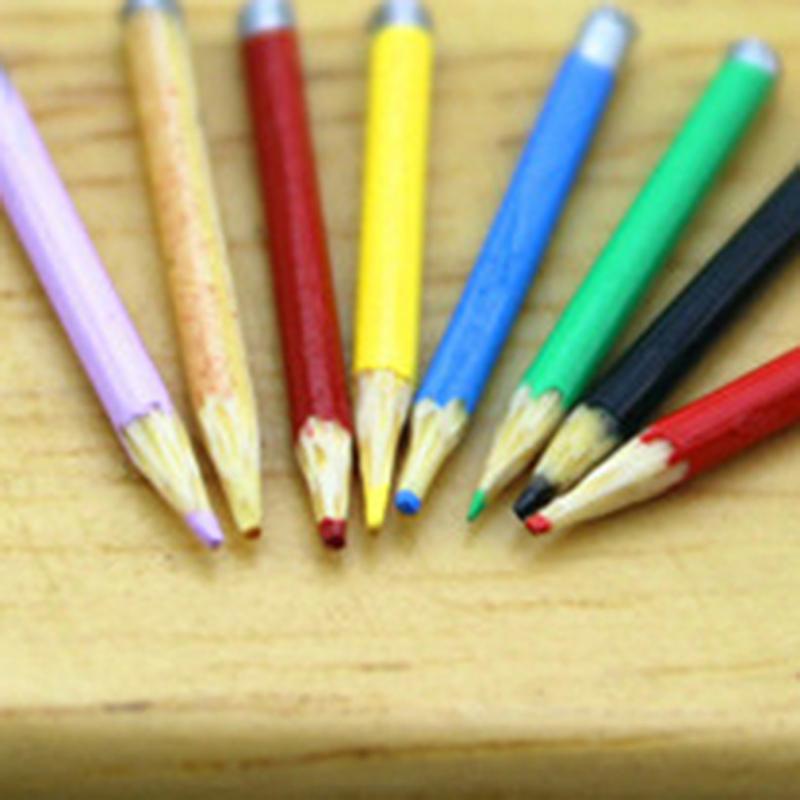 1 Set/8Pcs Mini Dollhouse Miniature Accessories Mini Color Pencil