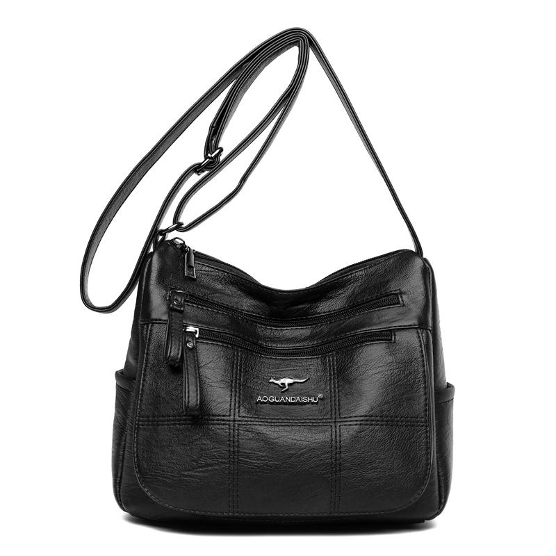 Dámské měkké kožené kabelky přes rameno Vícevrstvé kapsy Messenger Crossbody kabelky Luxusní značkové Dámské kabelky a peněženky