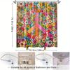 1Pc Vibrant Floral Peace Sign Shower Curtain - Colorful Flowers & Symbolic Design, Polyester Fabric Bathroom Dcor With 12 Hooks