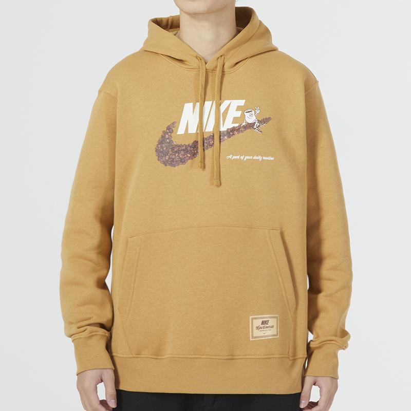 Nike Sportswear Hoodie With Printed Cafe Sole Logo Men Hoodies Yellow DX6513-722