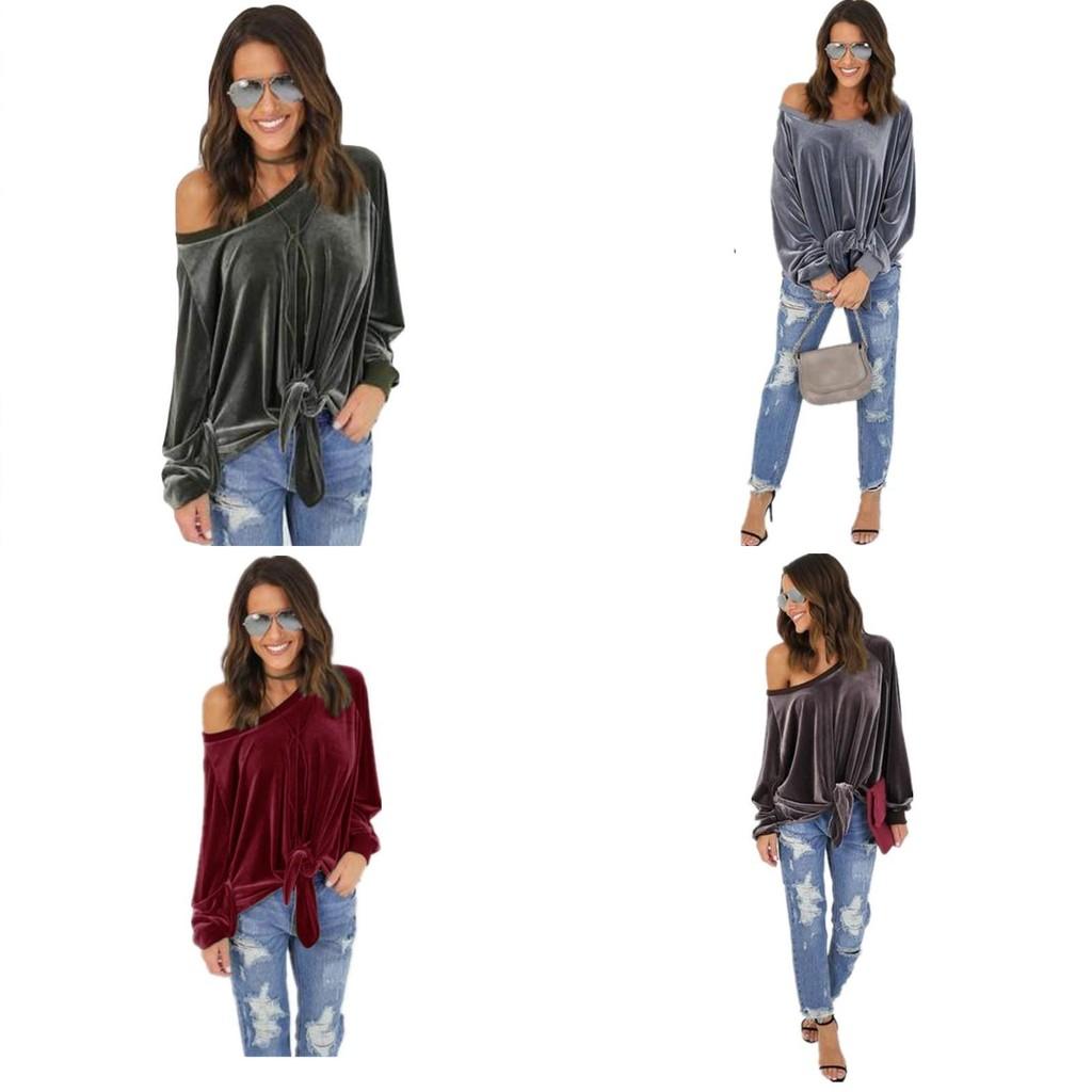 Stylish Loose Off-shoulder Bow-tie Sweatshirt For Women In Solid Colors