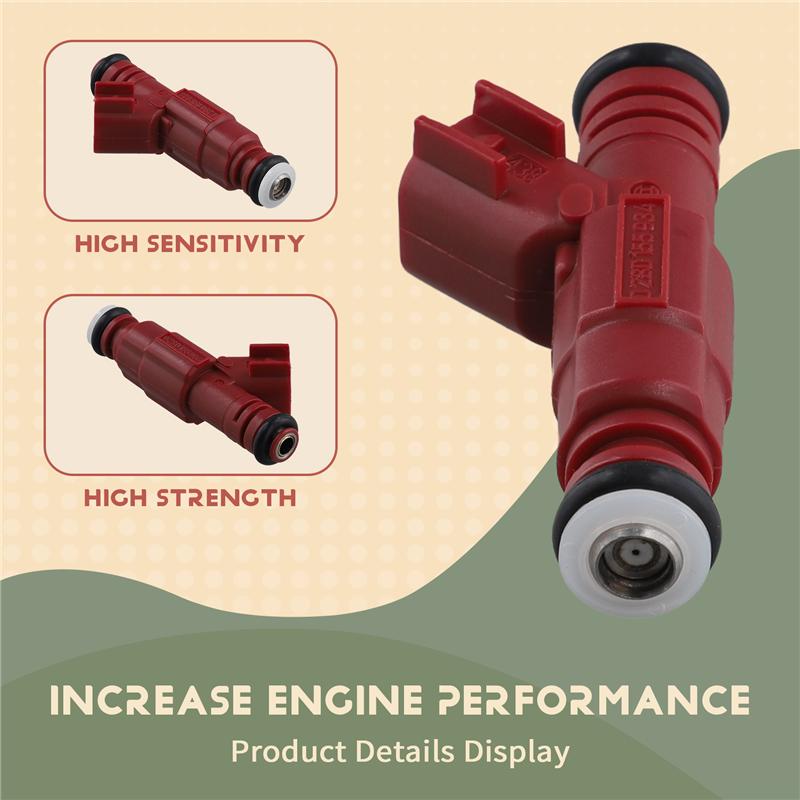 

8PCS 0280155934 New Fuel Injector Nozzle For Dodge Dakota 3.9L V6 2000-2003 червоний