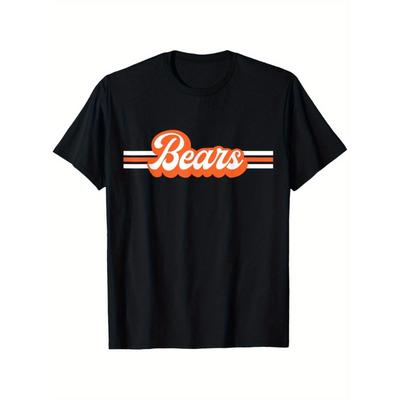 European Size Retro Bears Mascot, School Spirit Shirt, Bear Sports T-Shirt, Suitable for Womens Outdoor T-Shirt,