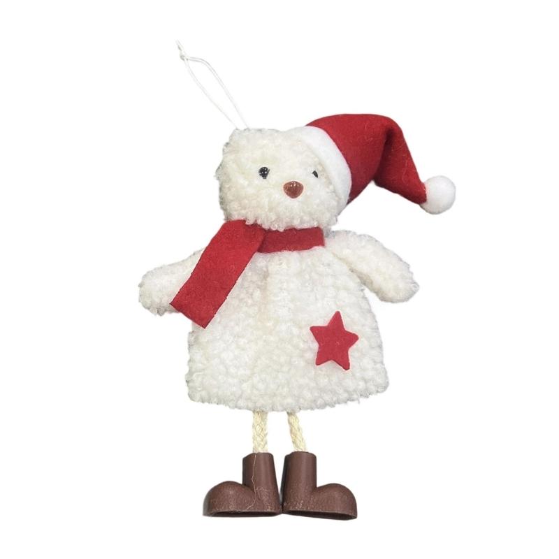 Christmas Tree Decorations Santa Hat Bear Christmas Ornament Fabric Doll Small Pendant For Home Party And Holiday