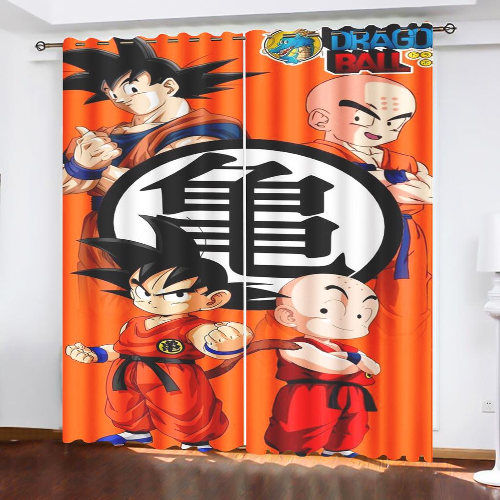 Dragon Ball Anime Curtains for Living Room Bedroom Blackout Drapes 1pc Home Decor Perforated Dustproof
