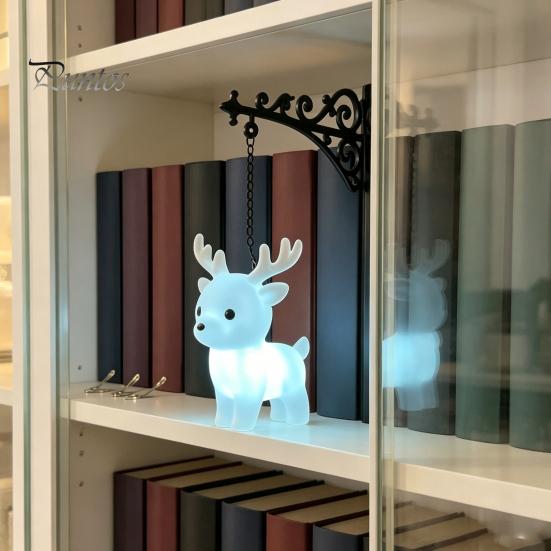 Birthday Surprise for Fans Magical Bookshelf Lamp with Owl Phoenix And Stag Figures, Vintage Iron Stand Warm Nighttime Reading Light, Light Decorative