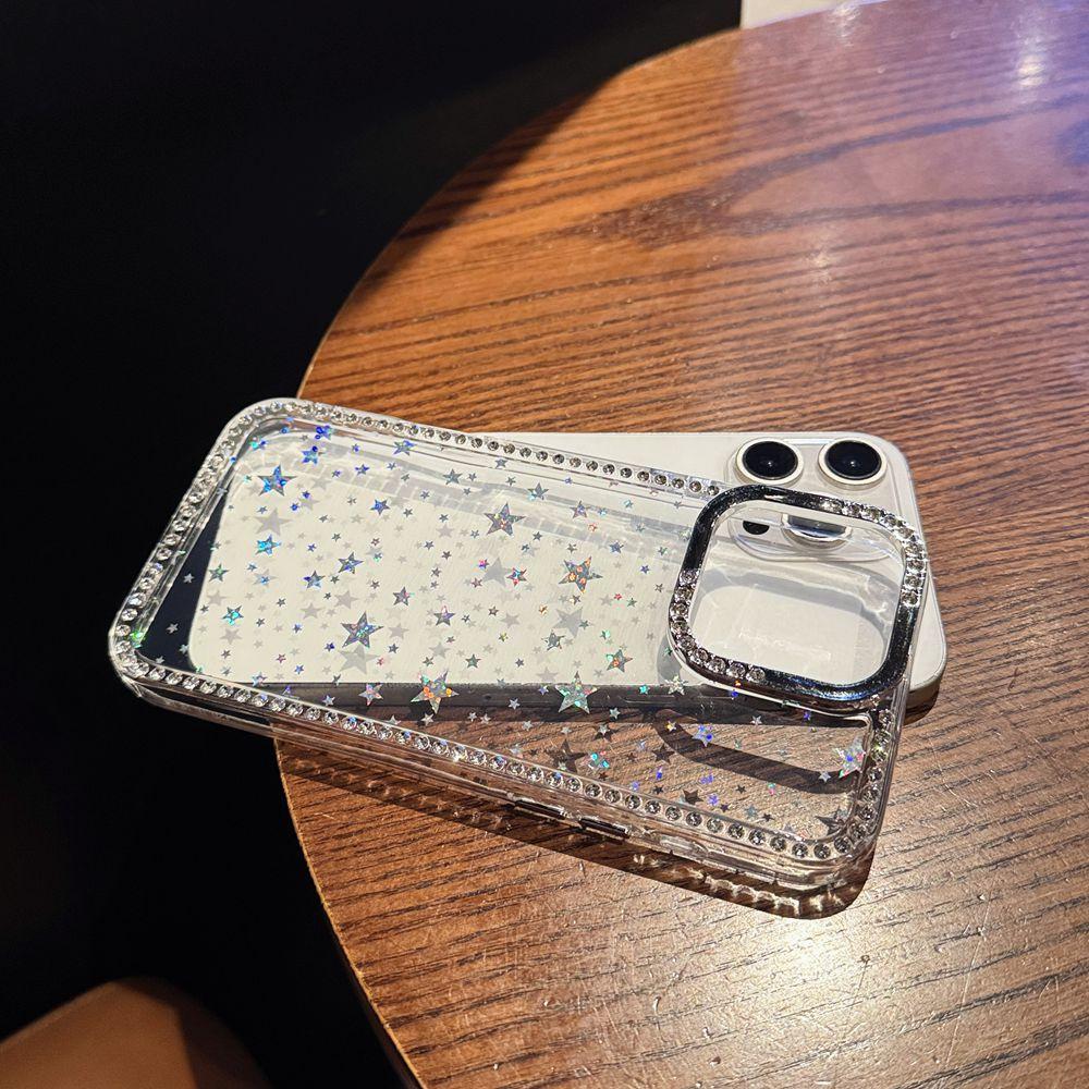 Luxury Diamond Star Glitter Phone Case For iPhone 15 11 12 13 14 16 Pro Max 16 Plus Bling Transparent Shockproof Soft TPU Cover