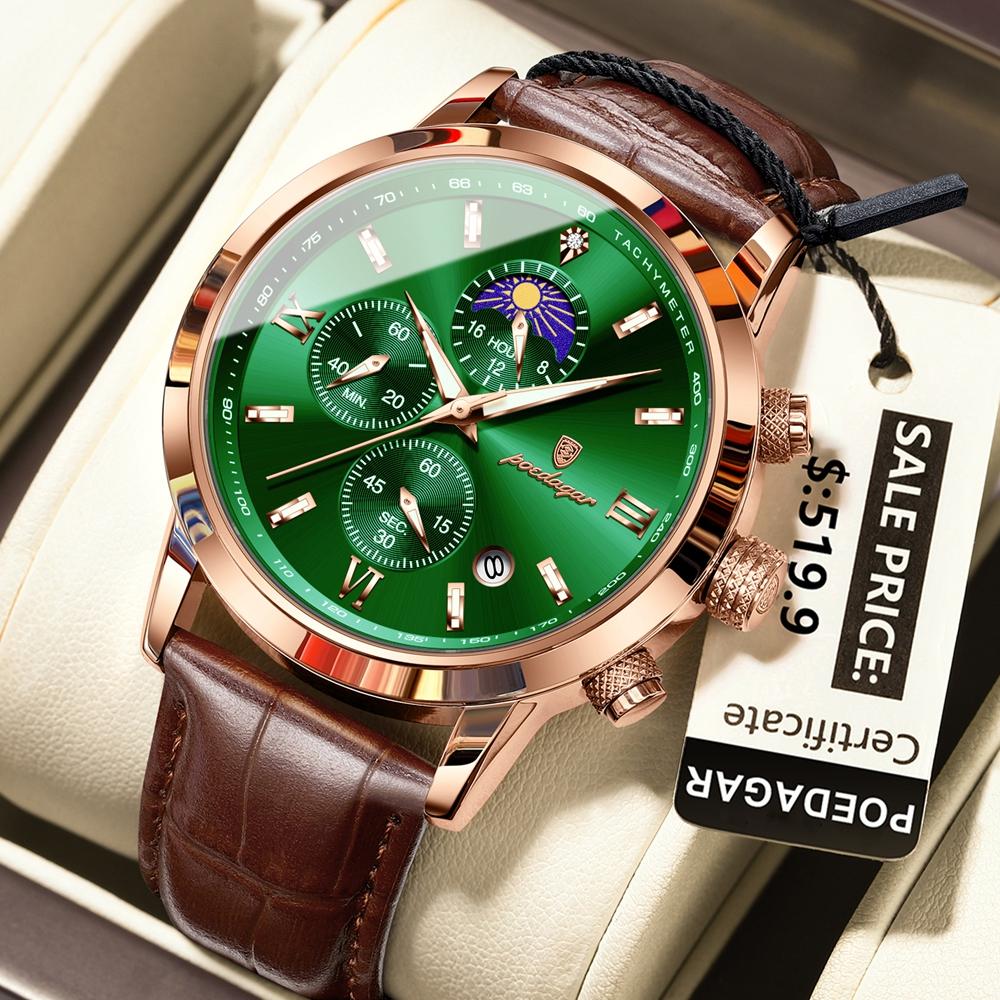 Luxury Sports Watch For Men Waterproof Luminous Date Chronograph Man Wristwatch Leather Quartz Men's Watches