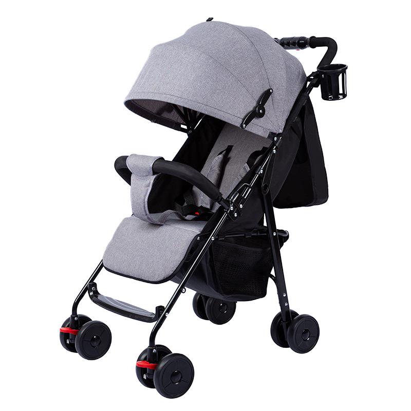 Compact Baby Stroller: Foldable with Recline, Shock Absorption, All-Weather Brakes, and Anti-Hunchback Design.