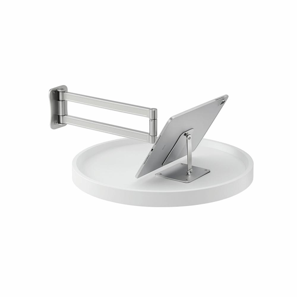 White Collapsible Coffee Desk Wall Mounted Floating Round Tray for Bedroom Living Room
