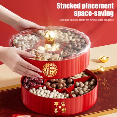 Servierplatte mit Deckel, unterteilt, ein-/zwei-/dreistöckig, ideal für das chinesische Neujahr, als dekorative Dessertschale
