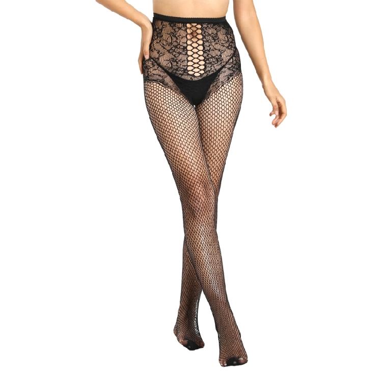 Sexy Open Crotch Mesh Net Tights See Through Fishnet Floral Pantyhose for Women