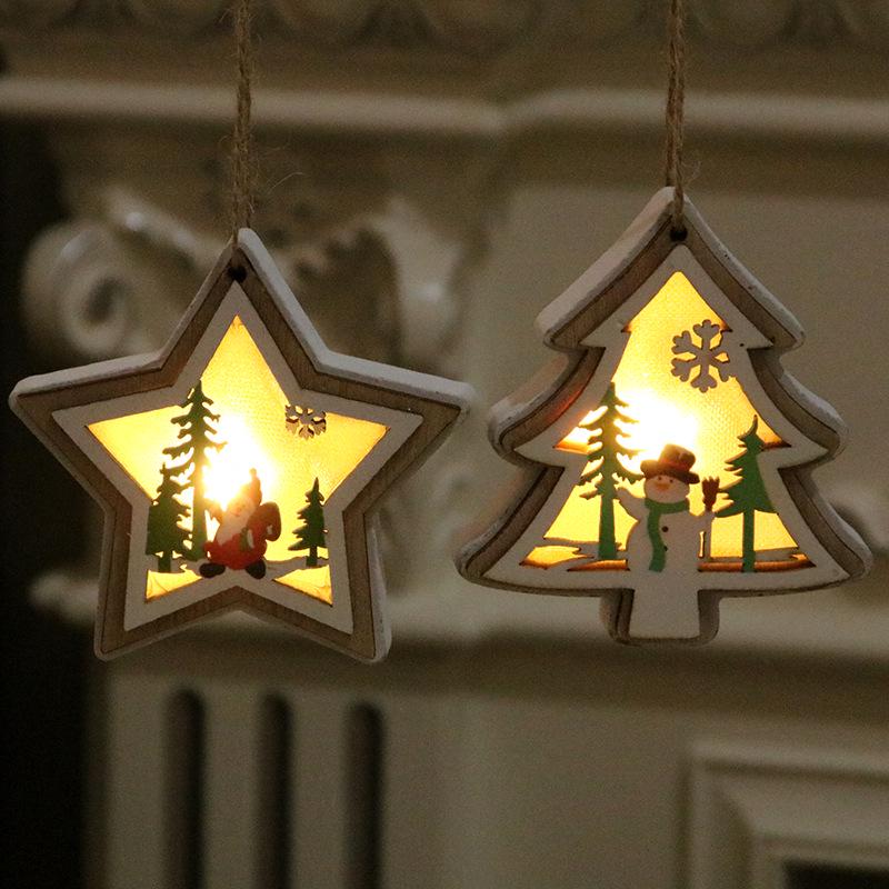 Christmas Decorations Christmas Lights Light Up Wood Pendants Christmas Tree Pendants Christmas Gifts