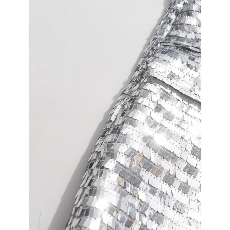 Solid Sequin Two Piece Sets Women Lapel Long Sleevel High Waist Pants Elegant Set Fashion