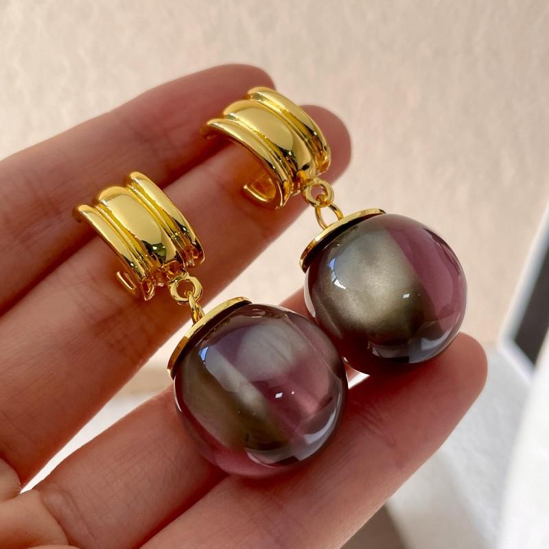 Natural tiger's eye stone series stud earrings for women Maillard exquisite retro earrings niche light luxury high-end temperament earrings